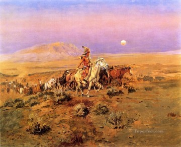 馬 Painting - 馬泥棒インディアン西部アメリカ人チャールズ マリオン ラッセル